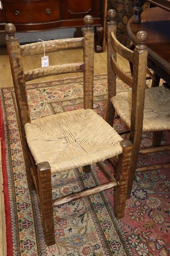 Six rush seat dining chairs